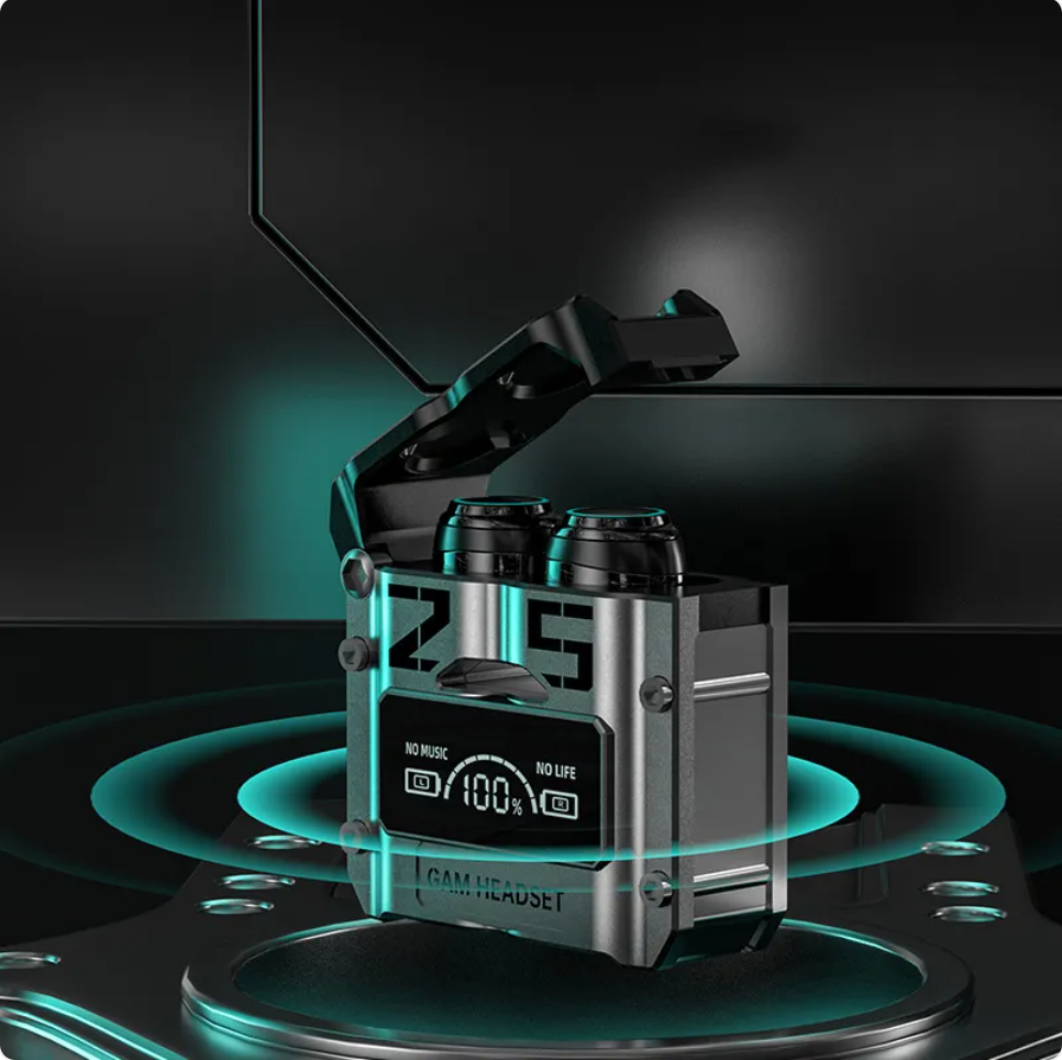 Futuristic Metal Capsule Gaming Earbuds