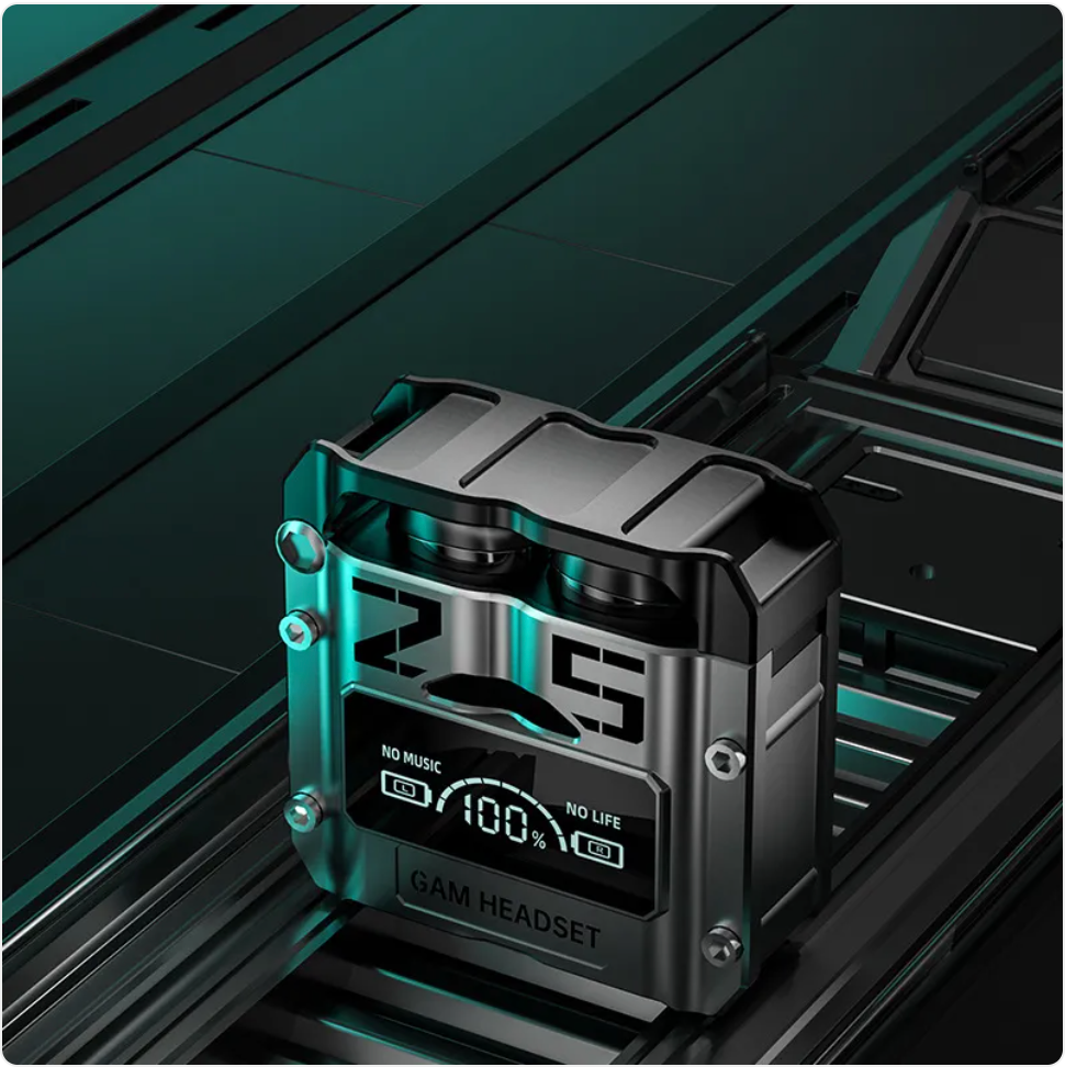 Futuristic Metal Capsule Gaming Earbuds